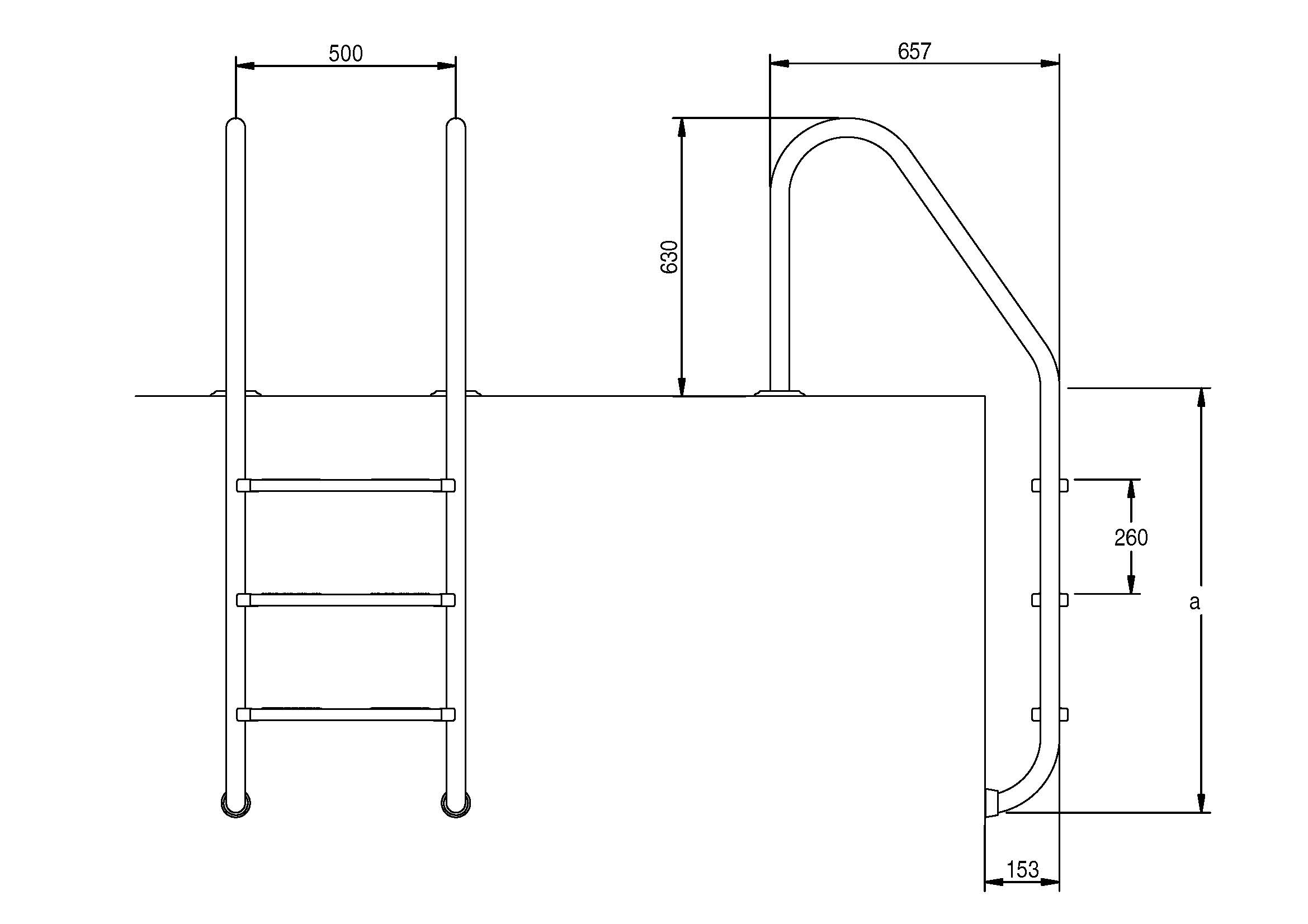 escalera standard aisi316l flexinox - Imagen 2