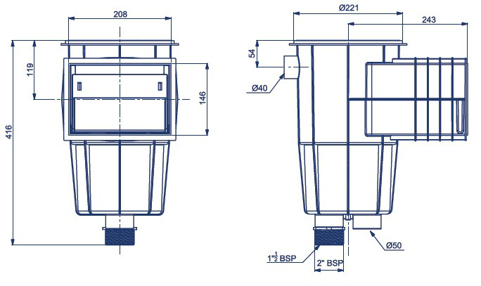 Skimmer standard tapa cuadrada piscina hormigón AstralPool - Imagen 5