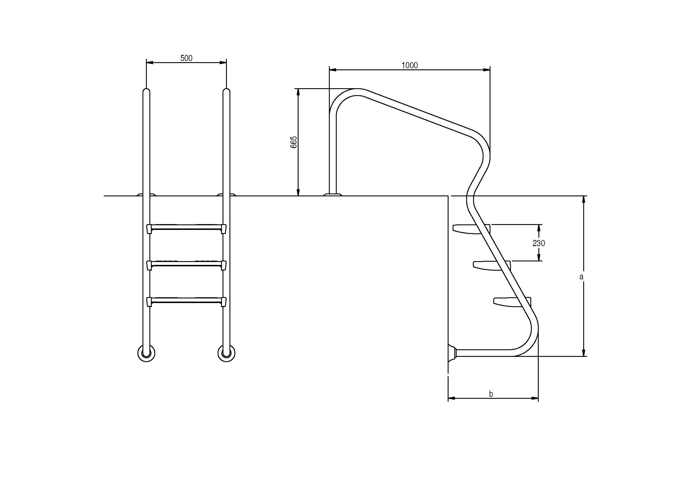escalera acceso fácil piscina enterrada flexinox aisi 316 electropulida - Imagen 3