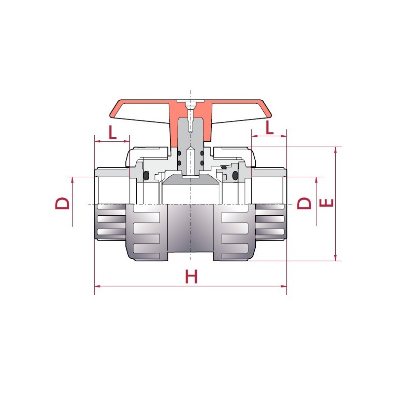 Válvula de bola PVC PN10 Cepex encolar - Imagen 2