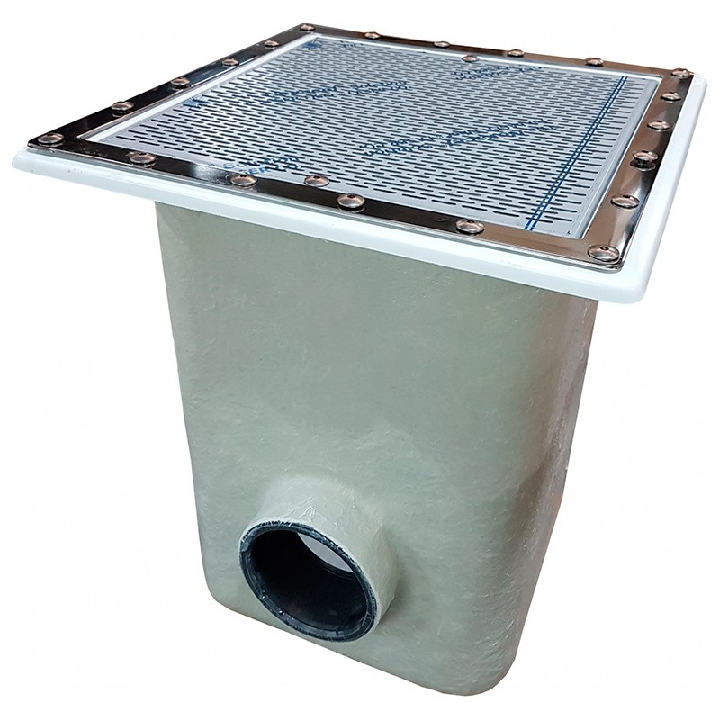 Sumidero Norm 515x515 PRFV rejilla inox liner y prefab. AstralPool