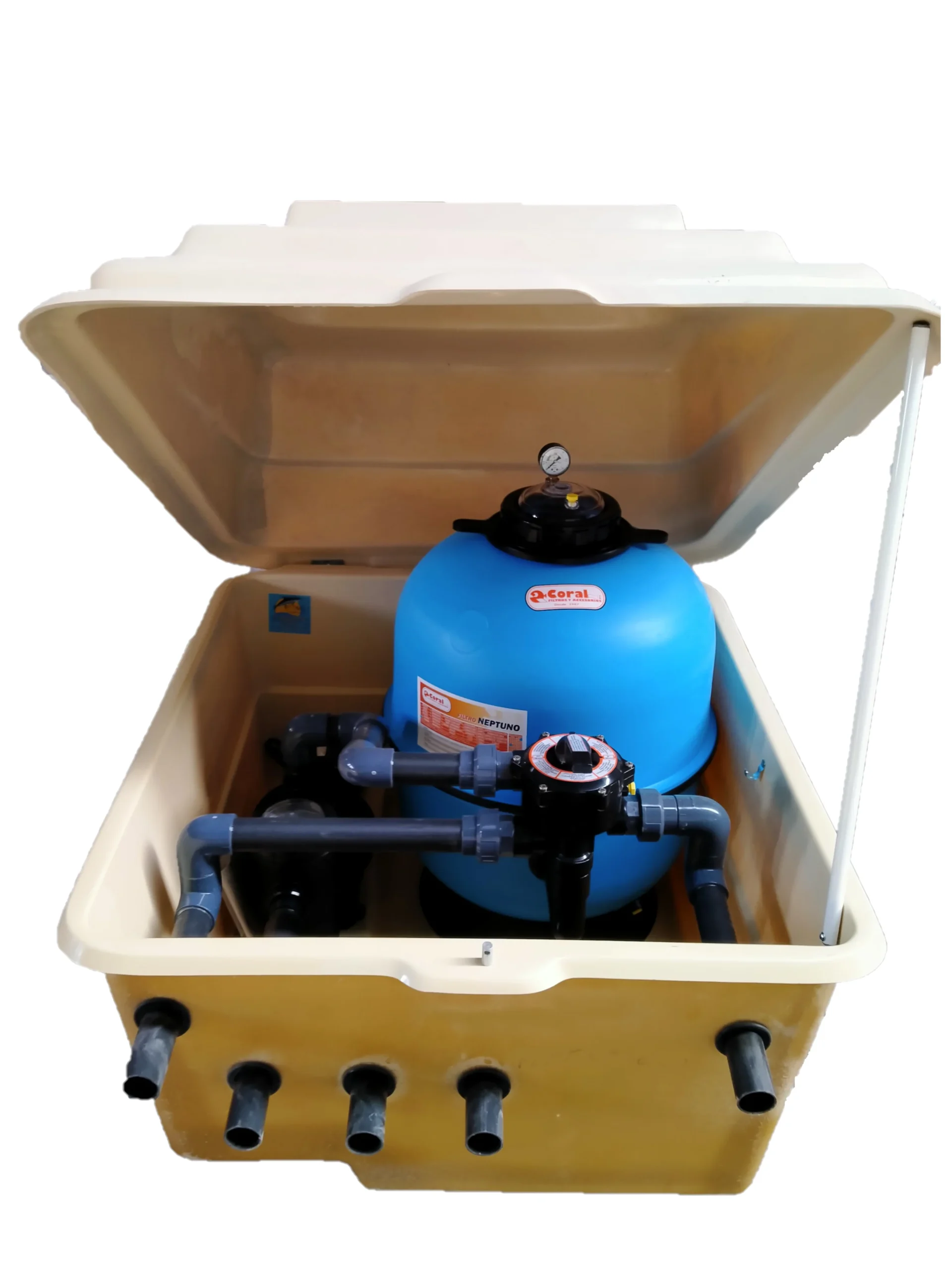 Compacto Caseta Depuradora Piscina Semienterrada Coral Neptuno 500