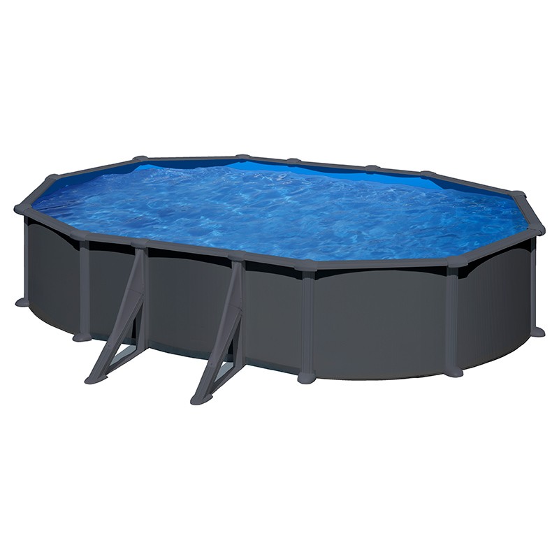 Piscina Gre Anthracite ovalada con postes altura 132 cm