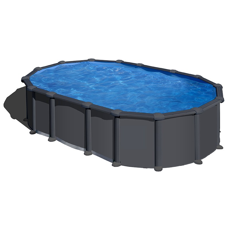 Piscina Gre Anthracite ovalada sin postes altura 132 cm