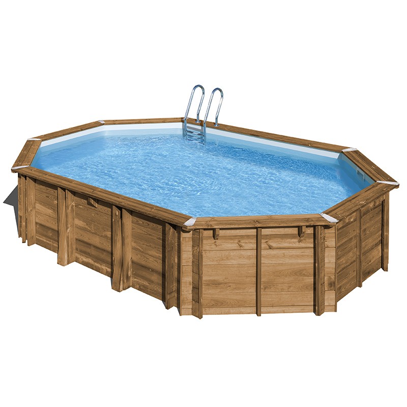 Piscina de madera Gre Avocado ovalada 656x456x131