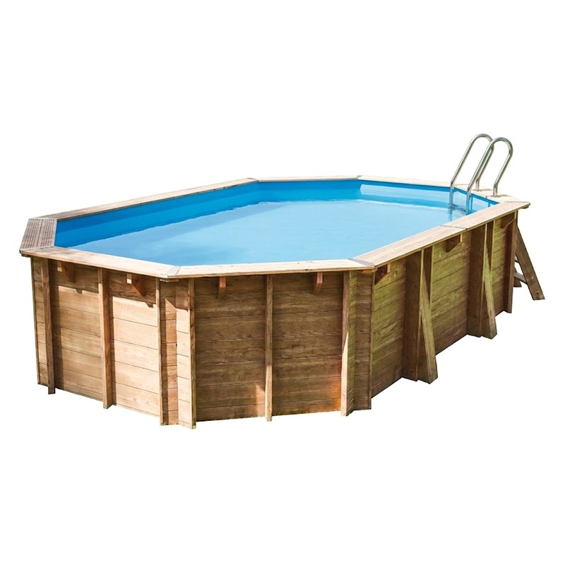 Piscina de madera Gre Vermela ovalada 672x472x146