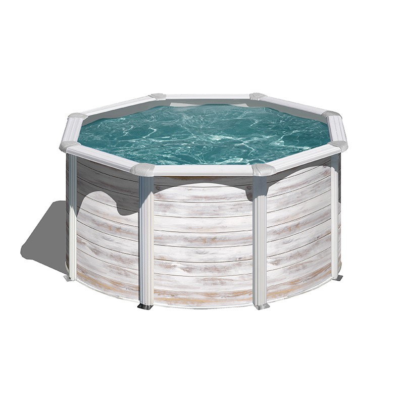 Piscina Gre Finlandia circular imitación madera