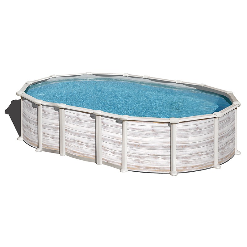 Piscina Gre Islandia ovalada imitación madera