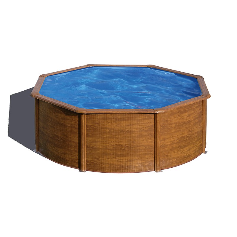 Piscina desmontable Gre Sicilia circular imitación madera
